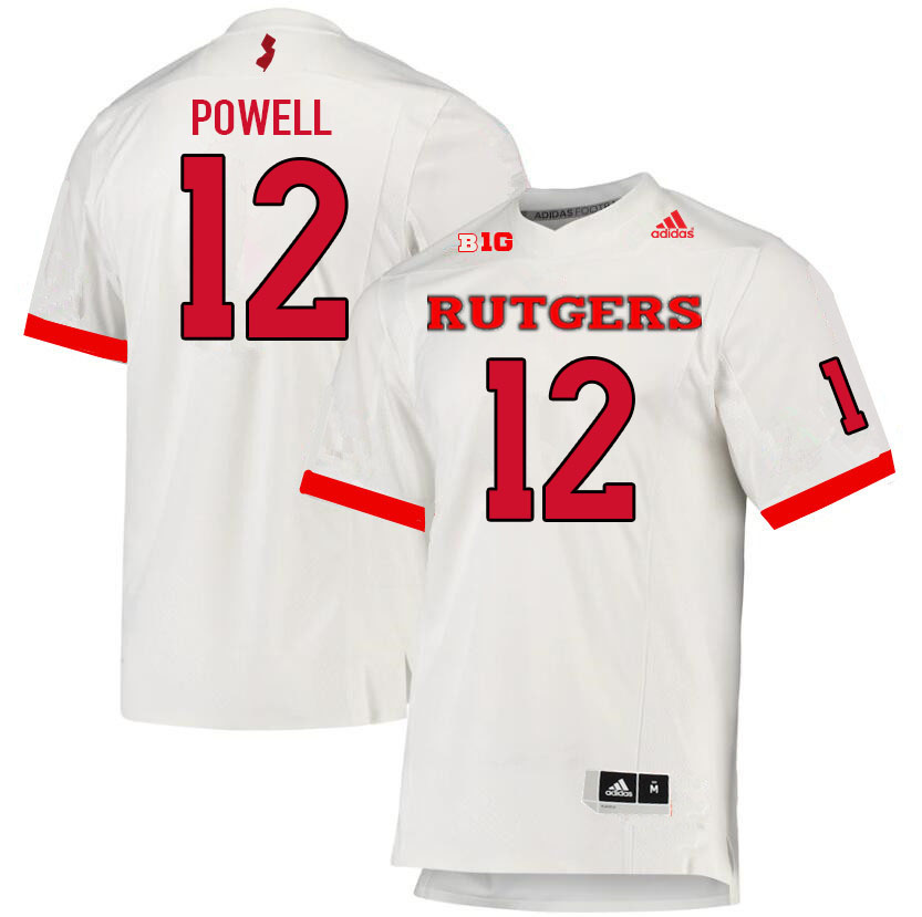 Men #12 Peyton Powell Rutgers Scarlet Knights College Football Jerseys Sale-White - Click Image to Close